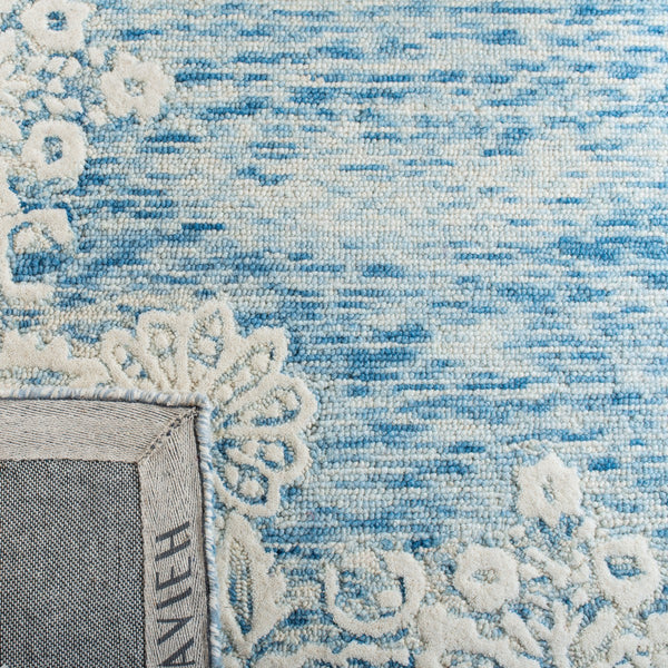 Glamour 658  Hand Tufted 100% Wool Pile Rug Blue / Ivory