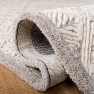 Glamour 660  Hand Tufted 100% Wool Pile Rug Grey / Ivory