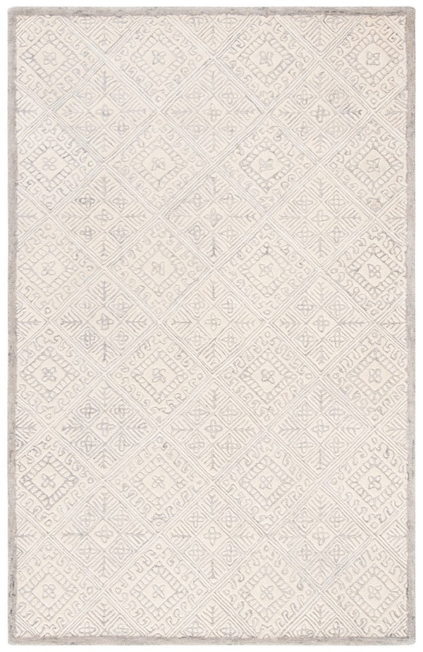 Glamour 660  Hand Tufted 100% Wool Pile Rug Grey / Ivory