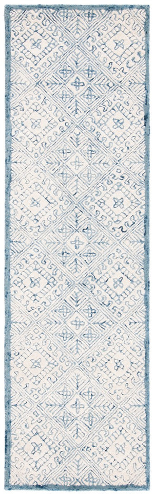 Glamour 660  Hand Tufted 100% Wool Pile Rug Blue / Ivory