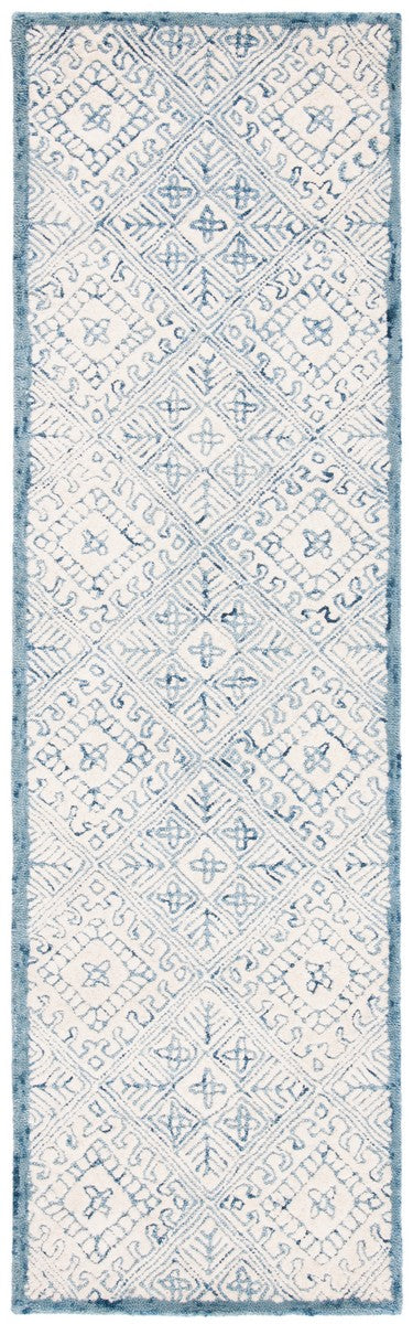 Glamour 660  Hand Tufted 100% Wool Pile Rug Blue / Ivory