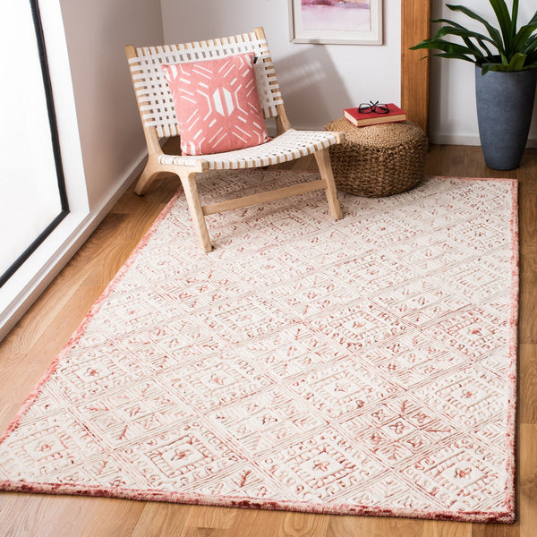 Glamour 660  Hand Tufted 100% Wool Pile Rug Pink / Ivory