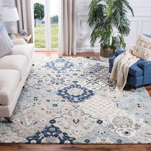Glamour 2020 Hand Tufted 100% Wool (Blended New Zealand Wool) Rug in Blue, Beige 8ft x 10ft