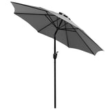 English Elm EE1873 Classic Commercial Grade Patio Umbrellas and Base Gray EEV-13939