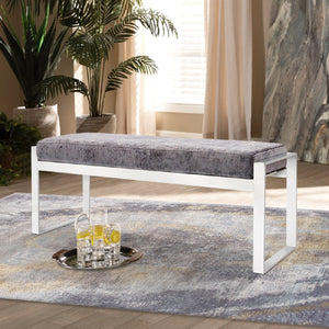 Pasargad Luxe Collection Grey Velvet Bench Y-1027-PASARGAD