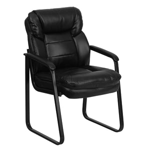 English Elm EE1877 Contemporary Commercial Grade Leather Side Chair Black LeatherSoft EEV-13948