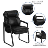 English Elm EE1877 Contemporary Commercial Grade Leather Side Chair Black LeatherSoft EEV-13948
