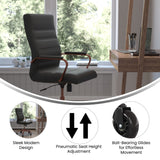 English Elm EE1910 Modern Commercial Grade Leather Executive Office Chair Black LeatherSoft/Rose Gold Frame EEV-14032