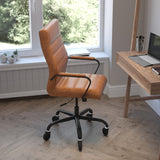 English Elm EE1910 Modern Commercial Grade Leather Executive Office Chair Brown LeatherSoft/Black Frame EEV-14033