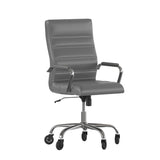 English Elm EE1910 Modern Commercial Grade Leather Executive Office Chair Gray LeatherSoft/Chrome Frame EEV-14034