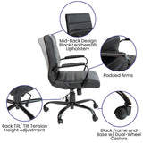 English Elm EE1911 Modern Commercial Grade Leather Executive Office Chair Black LeatherSoft/Black Frame EEV-14037