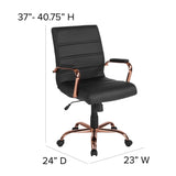 English Elm EE1911 Modern Commercial Grade Leather Executive Office Chair Black LeatherSoft/Rose Gold Frame EEV-14040