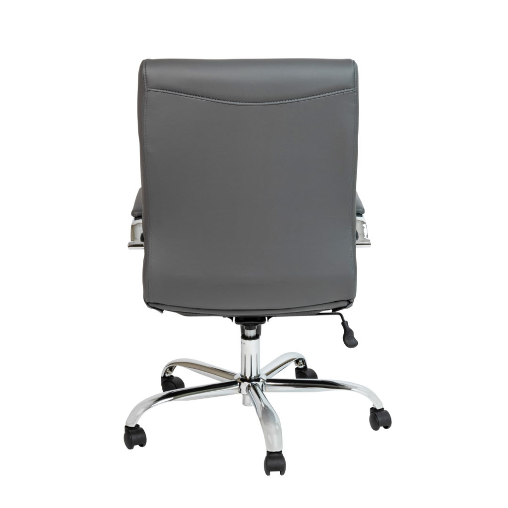 English Elm EE1911 Modern Commercial Grade Leather Executive Office Chair Gray LeatherSoft/Chrome Frame EEV-14042