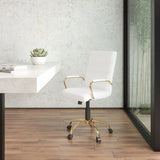 English Elm EE1911 Modern Commercial Grade Leather Executive Office Chair White LeatherSoft/Gold Frame EEV-14044