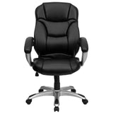 English Elm EE1926 Contemporary Commercial Grade Leather Executive Office Chair Black LeatherSoft EEV-14068