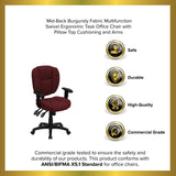 English Elm EE1930 Contemporary Commercial Grade Fabric Task Office Chair Burgundy Fabric EEV-14083