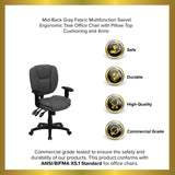 English Elm EE1930 Contemporary Commercial Grade Fabric Task Office Chair Gray Fabric EEV-14084