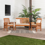 3-Piece Acacia Patio Chat Set - Brown