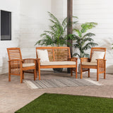 3-Piece Acacia Patio Chat Set - Brown