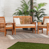 3-Piece Acacia Patio Chat Set - Brown