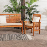 3-Piece Acacia Patio Chat Set - Brown