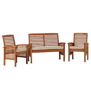 3-Piece Acacia Patio Chat Set - Brown