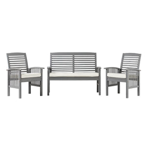 3-Piece Acacia Patio Chat Set - Grey Wash