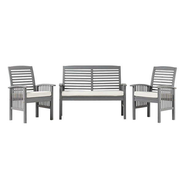 3-Piece Acacia Patio Chat Set - Grey Wash