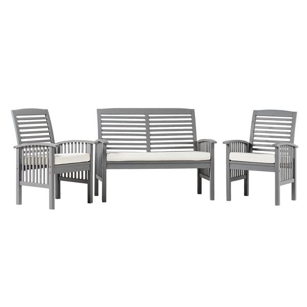 3-Piece Acacia Patio Chat Set - Grey Wash