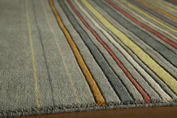 Momeni Gramercy GM-25 Hand Loomed Contemporary Striped Indoor Area Rug Grey 9'6" x 13'6" GRAMEGM-25GRY96D6