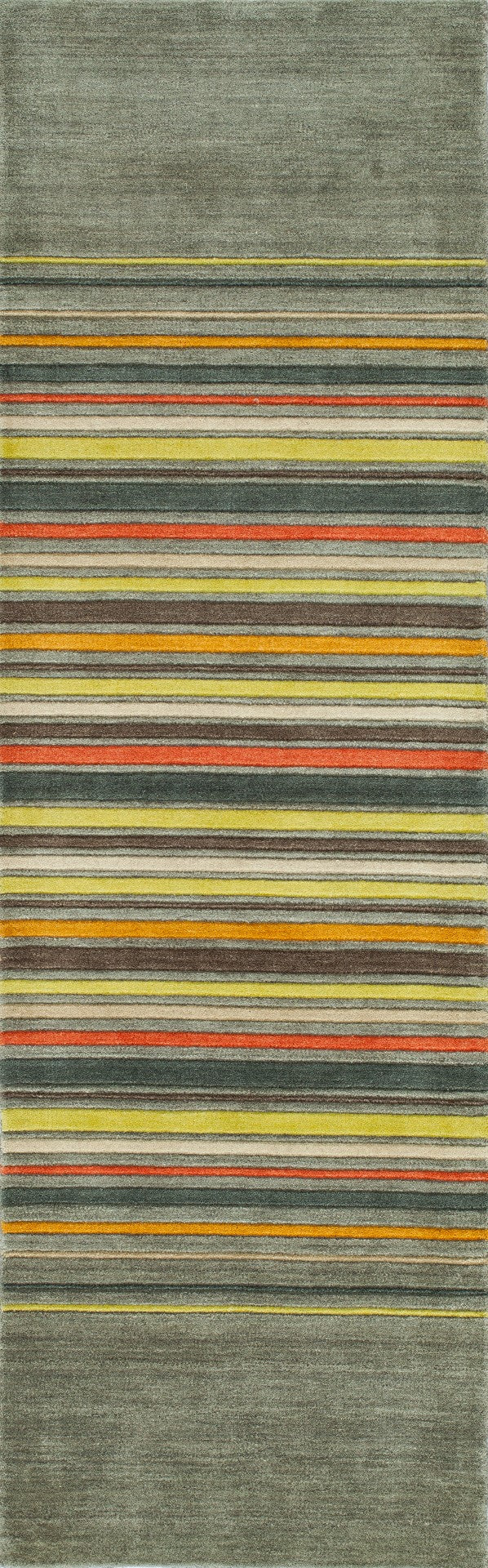 Momeni Gramercy GM-25 Hand Loomed Contemporary Striped Indoor Area Rug Grey 9'6" x 13'6" GRAMEGM-25GRY96D6