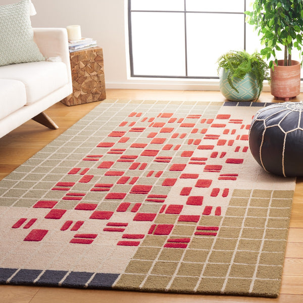 Safavieh Genre 206 Hand Tufted Modern Rug Grey / Red 8' x 10'