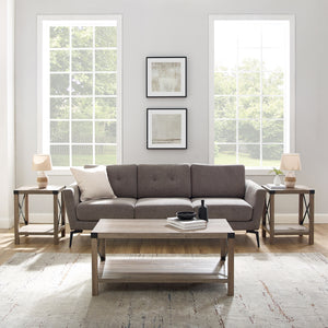 GRO40MXCTGW - 3-Piece Rustic Wood & Accent Table Set Grey Wash, Black