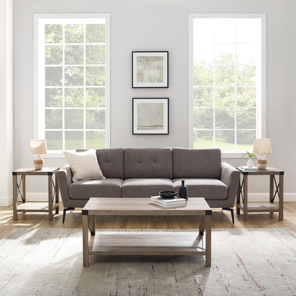 GRO40MXCTGW - 3-Piece Rustic Wood & Accent Table Set Grey Wash, Black