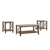 GRO40MXCTRO - 3-Piece Rustic Wood & Accent Table Set Grey Wash, Black