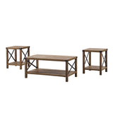 GRO40MXCTRO - 3-Piece Rustic Wood & Accent Table Set Grey Wash, Black