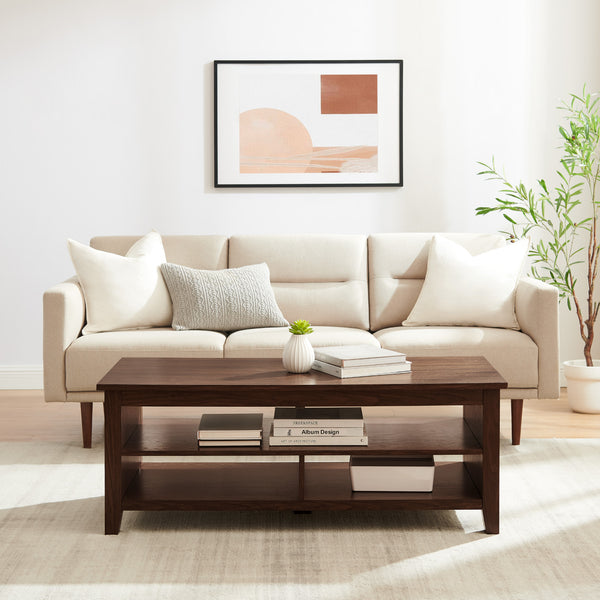 Walker Edison Groove Modern Farmhouse/Coastal 48" Grooved Panel Sided Coffee Table GRO48CTDW