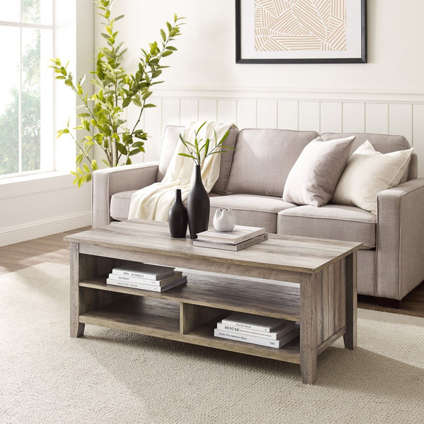 Walker Edison Groove Modern Farmhouse/Coastal 48" Grooved Panel Sided Coffee Table GRO48CTGW