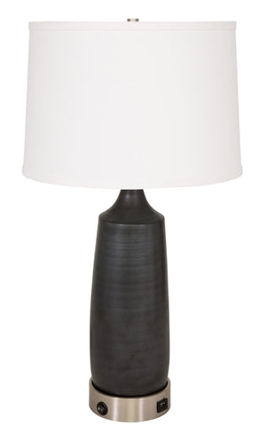 Scatchard Table Lamp with SN Metal USB Base in Black Matte