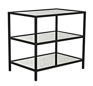 Noir 3 Tier Side Table with Antiqued Mirror GTAB658MTB