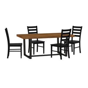 Walker Edison 5 Piece Solid Wood Dining Table and 4 Chairs XIIXR GTW72DSW5PCSRO