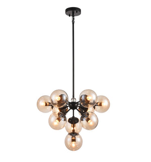 Bethel Black Chandelier in Steel & Glass