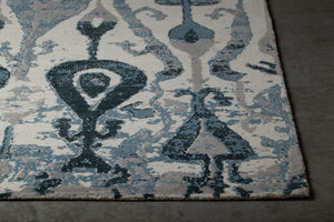 Chandra Rugs Gwen 100% Wool Hand-Tufted Contemporary Rug Blue/Grey/White 9' x 13'