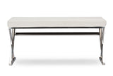 Baxton Studio Herald Modern and Contemporary Stainless Steel and White Faux Leather Upholstered Rectangle Bench