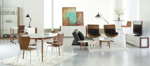 Manon Oval Dining Table in Matte White with Dark Walnut Legs