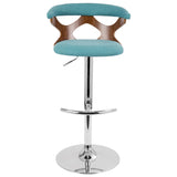 Gardenia Mid-Century Modern Adjustable Barstool with Swivel in Walnut and Teal by LumiSource