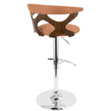 Gardenia Mid-Century Modern Adjustable Barstool with Swivel in Walnut and Orange by LumiSource