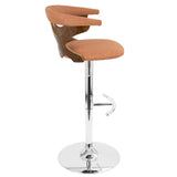 Gardenia Mid-Century Modern Adjustable Barstool with Swivel in Walnut and Orange by LumiSource