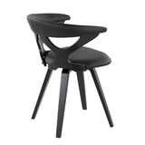 Gardenia Contemporary Dining/Accent Chair with Swivel in Black Wood and Black Faux Leather by LumiSource
