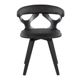 Gardenia Contemporary Dining/Accent Chair with Swivel in Black Wood and Black Faux Leather by LumiSource